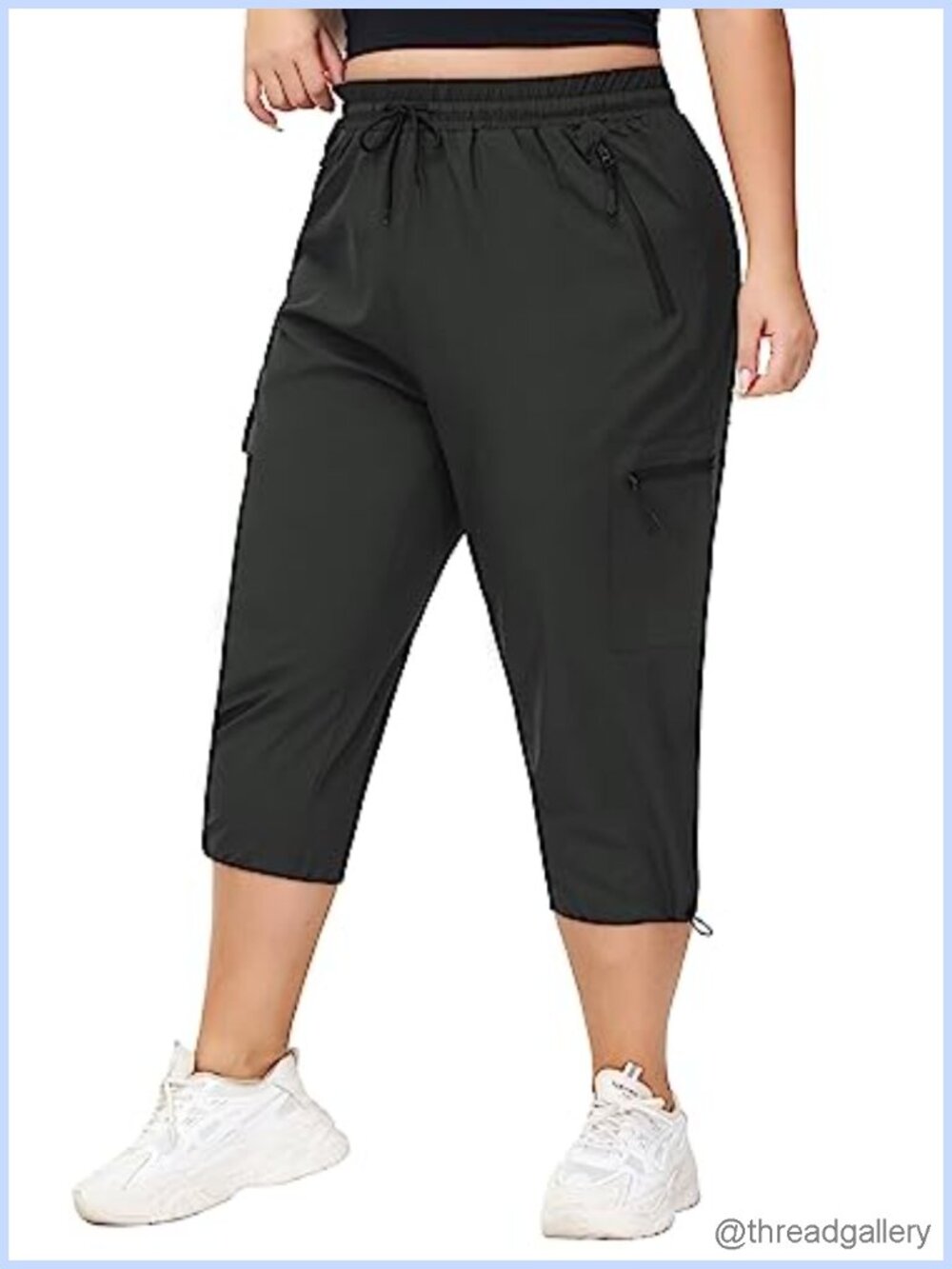 Plus Size Cargo Hiking Capris Quick Dry Lightweight Athletic Outdoor Pants